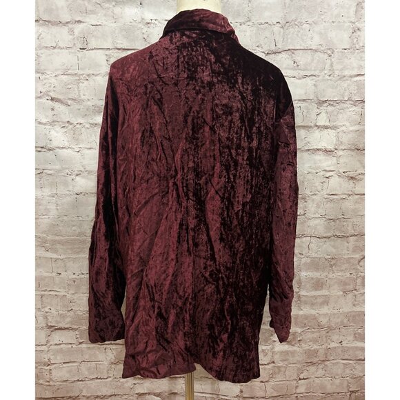 EXPRESS 90s Compagnie Internationale Rayon Velvet Button Front Jacket Wine Sz M - Picture 4 of 5